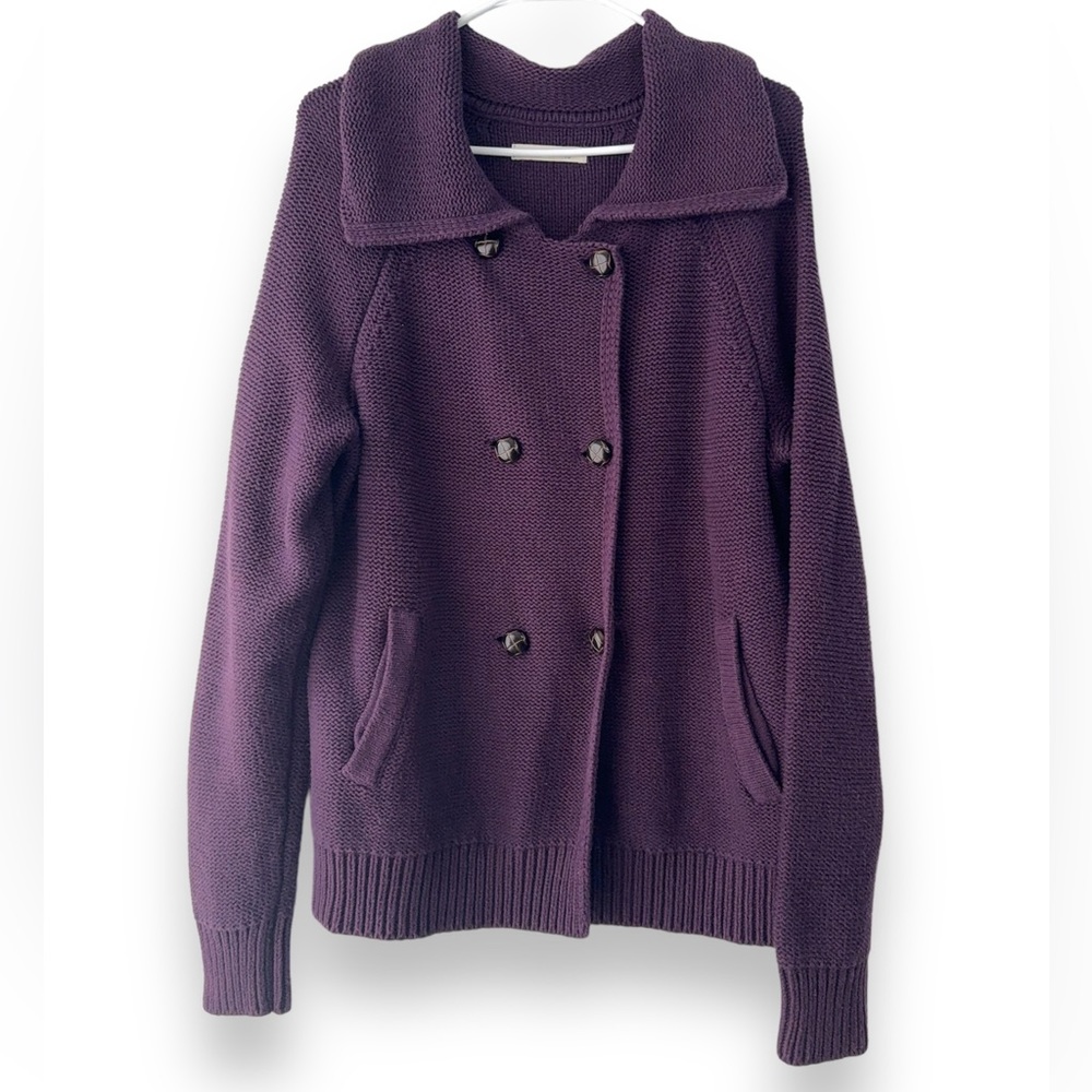 OLD NAVY Women’s Wine Button Down Grandma Heavy Knit Cardigan XL Plum Purple